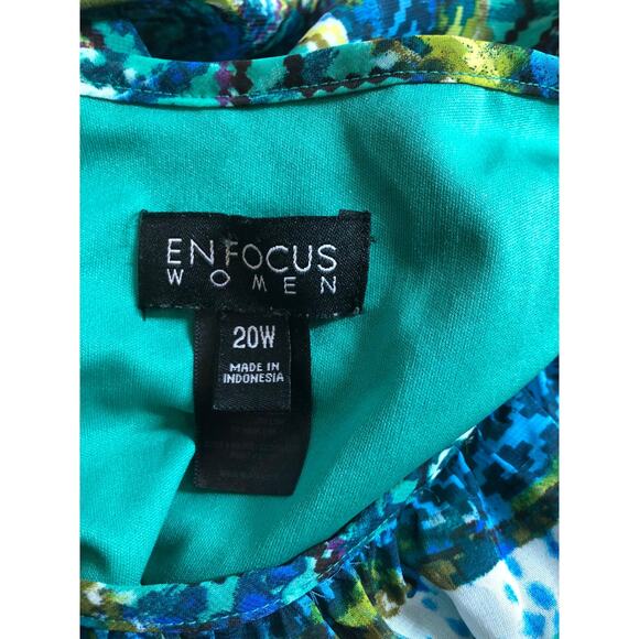 En Focus Dress Womens Plus Size 20W Multicolor Short Sleeve Elastic Waist Boho - Picture 6 of 9